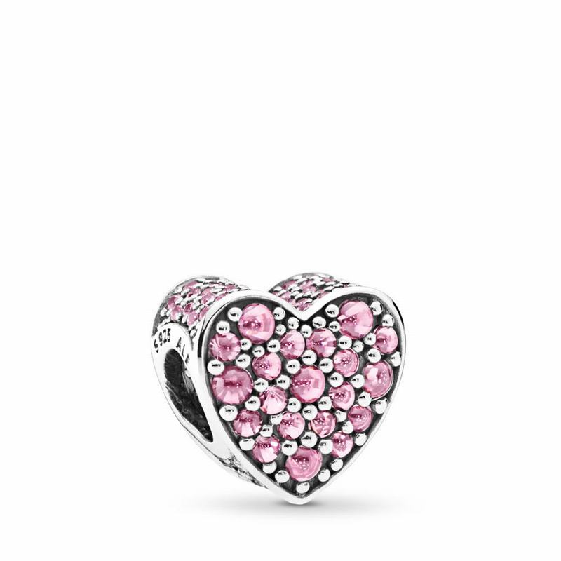 Pandora Pink Dazzling Heart Charm Silver Egypt IV6820154